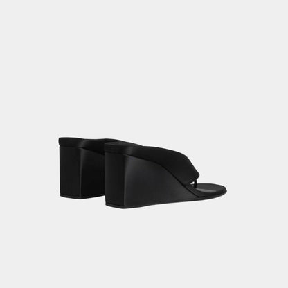 Cube Thong Mules In Satin
