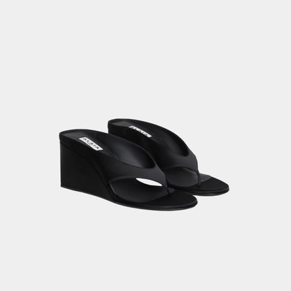 Cube Thong Mules In Satin