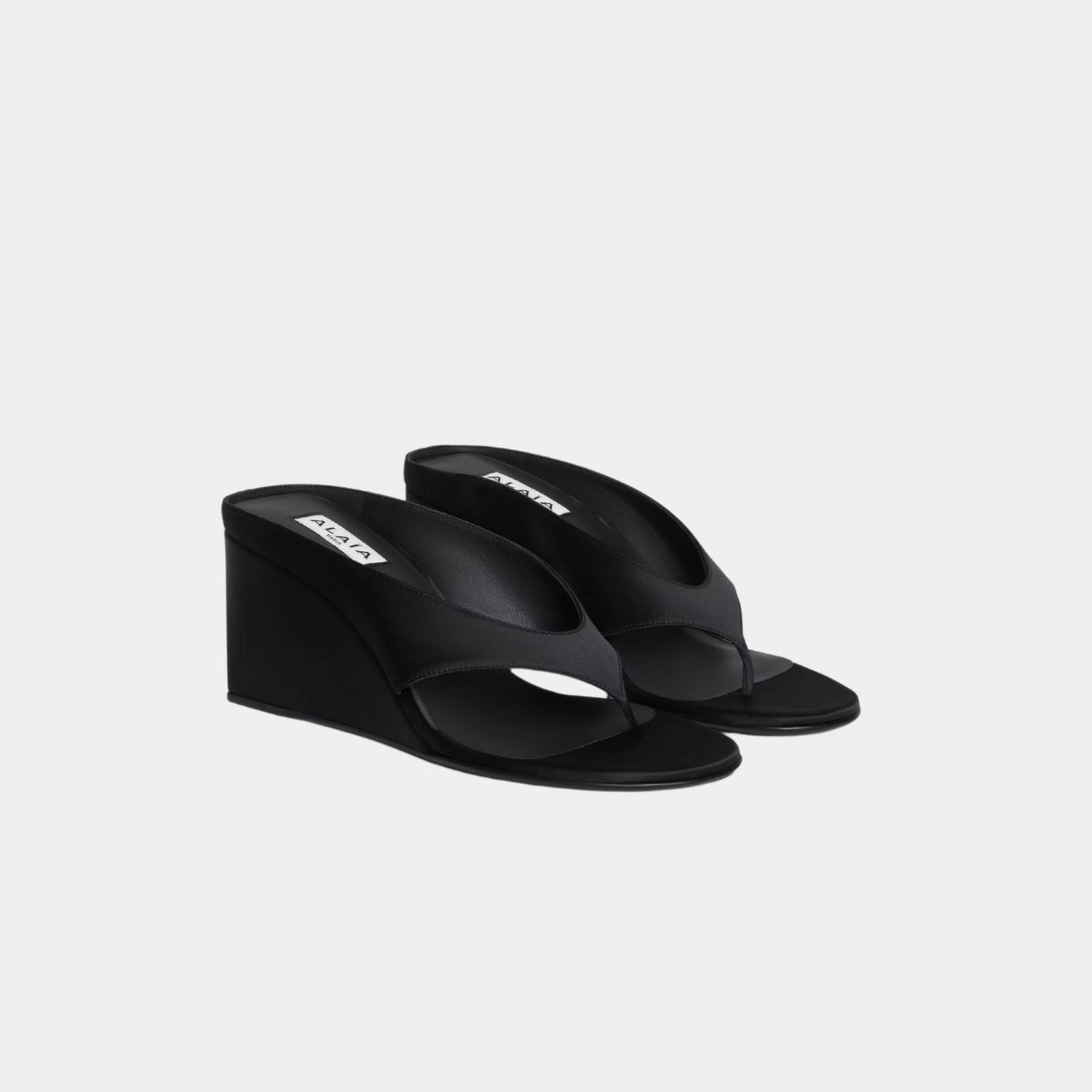 Cube Thong Mules In Satin