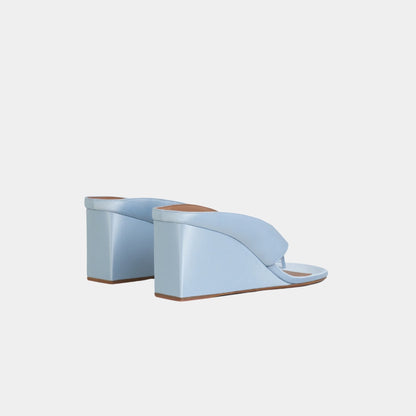 Cube Thong Mules In Satin