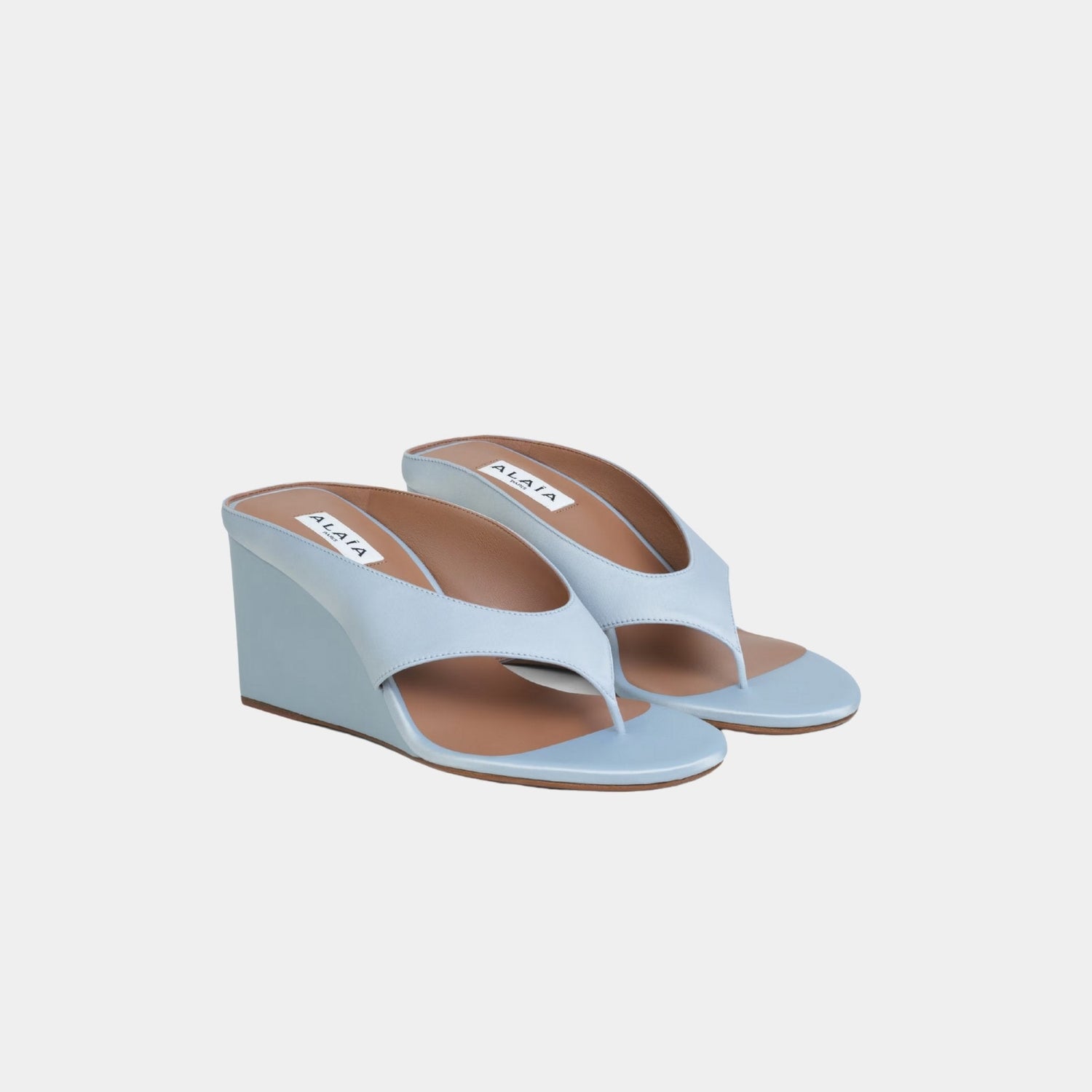 Cube Thong Mules In Satin