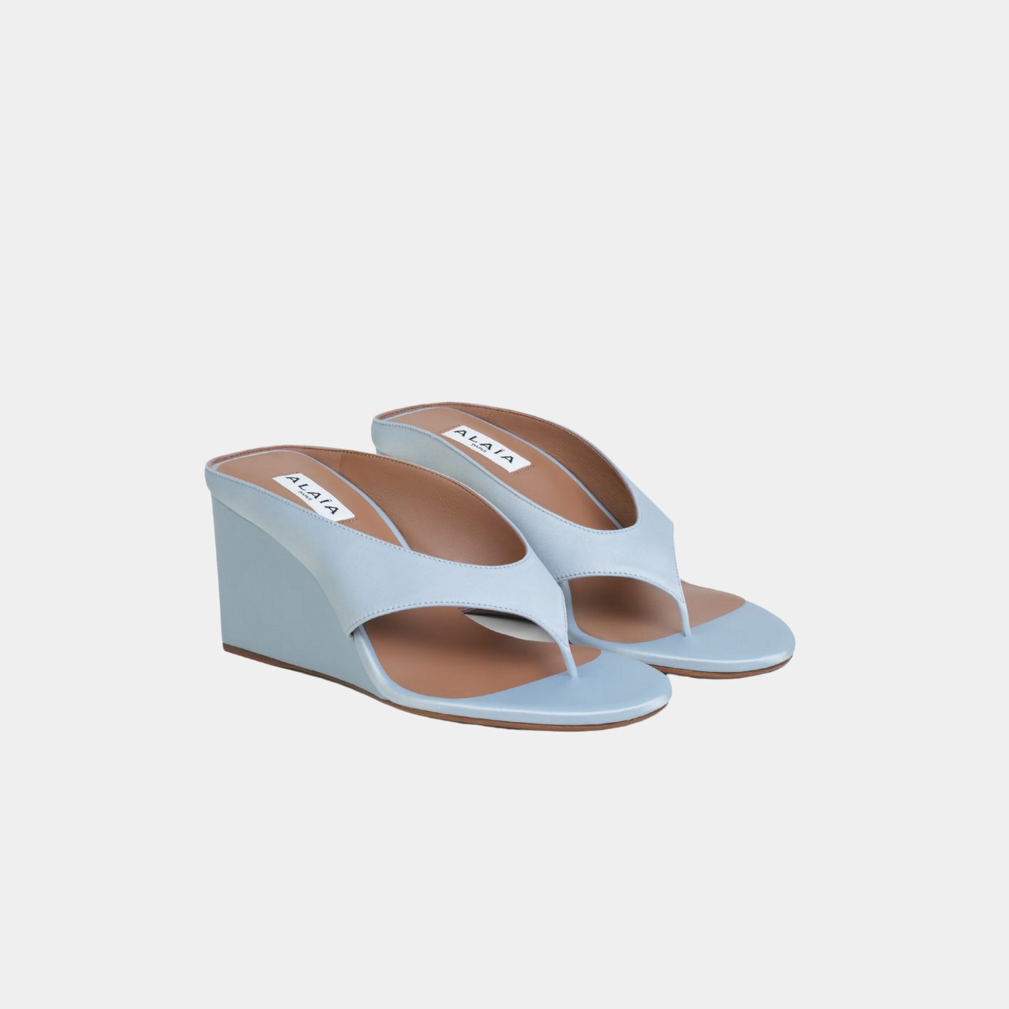 Cube Thong Mules In Satin
