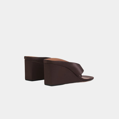 Cube Thong Mules In Satin