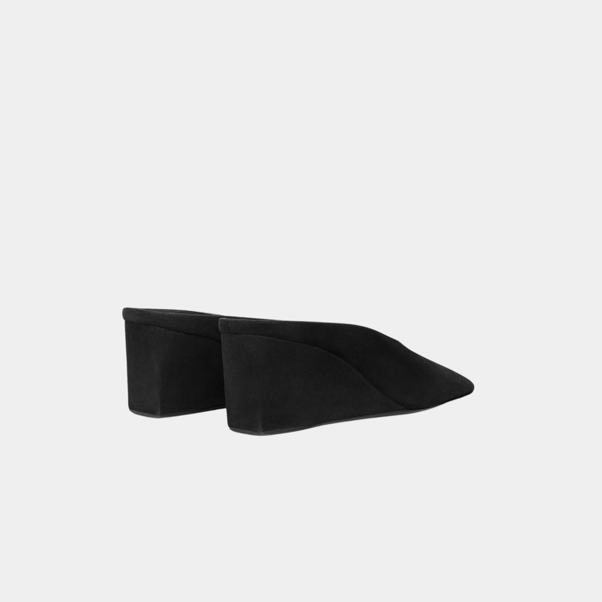 Cube Wedge Mules In Suede Goatskin