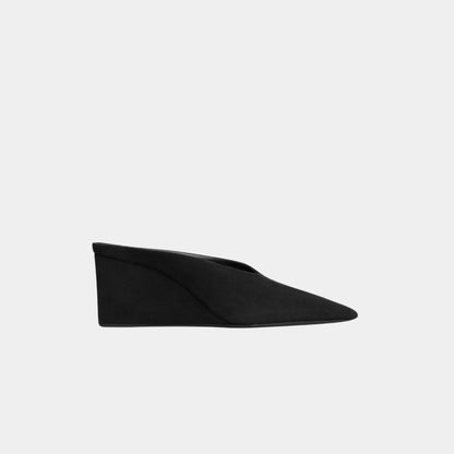 Cube Wedge Mules In Suede Goatskin