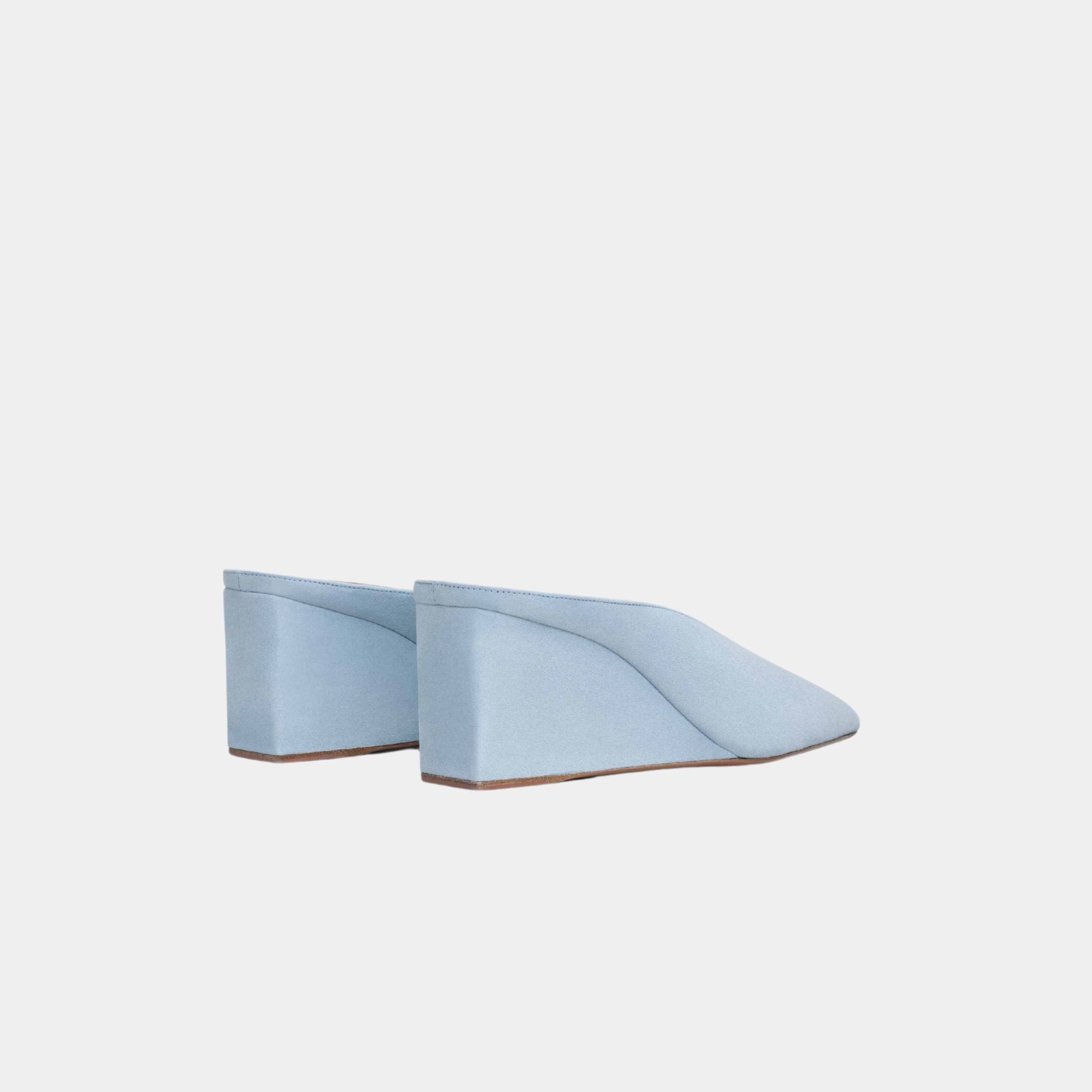 Cube Wedge Mules In Suede Goatskin