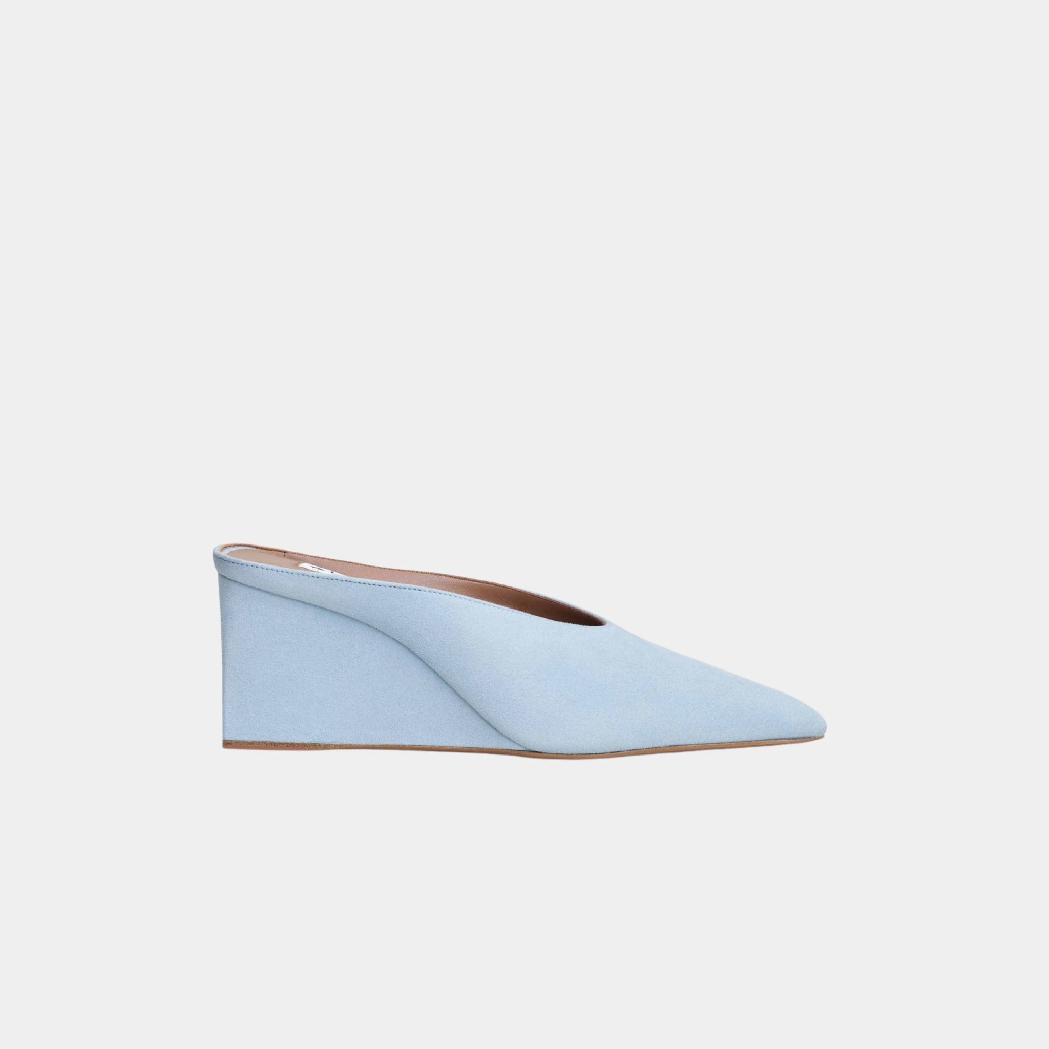 Cube Wedge Mules In Suede Goatskin