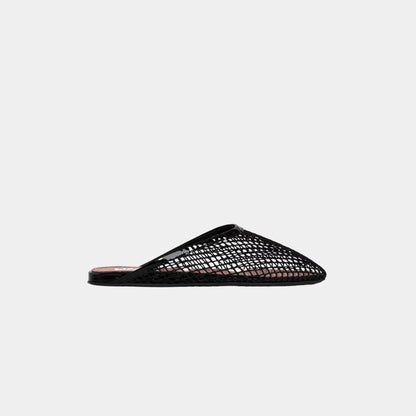 Flat Mules in Fishnet
