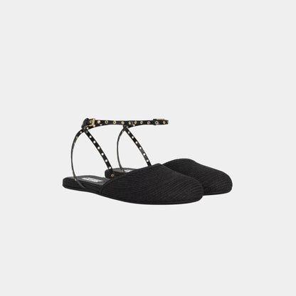 Flat Sandals in Paper Straw