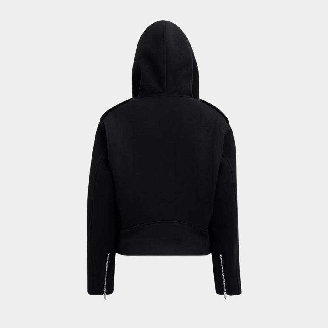 Hooded Wool Biker Jacket