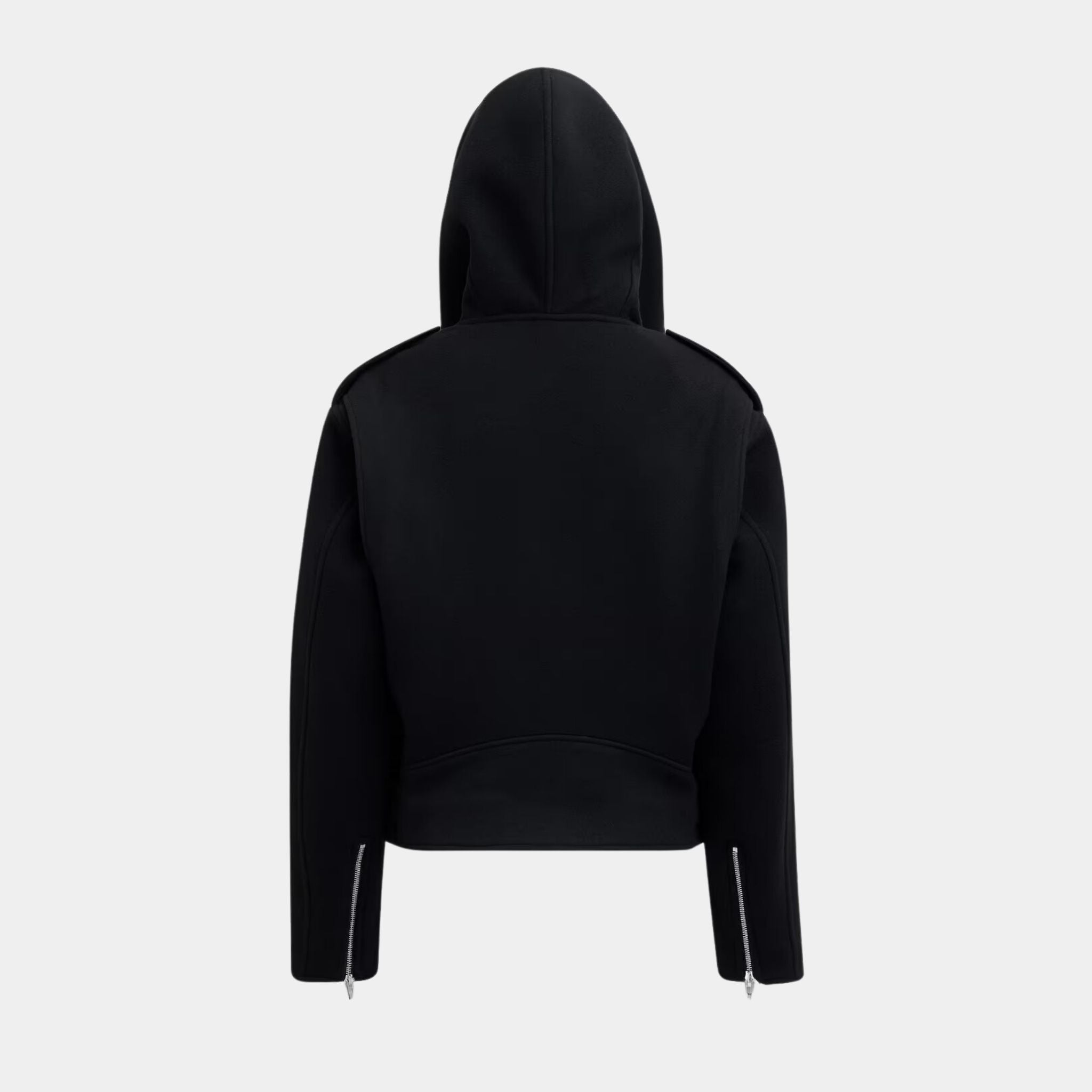 Hooded Wool Biker Jacket