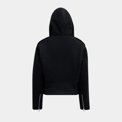 Hooded Wool Biker Jacket