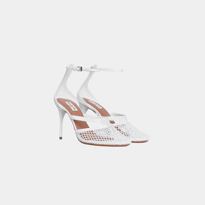 Infradito Sandals In Fishnet And Patent Leather