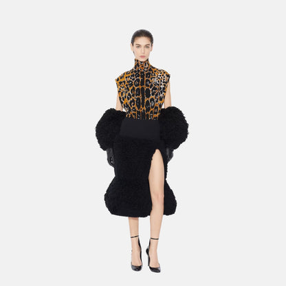 Square Top In Leopard Jacquard Knit