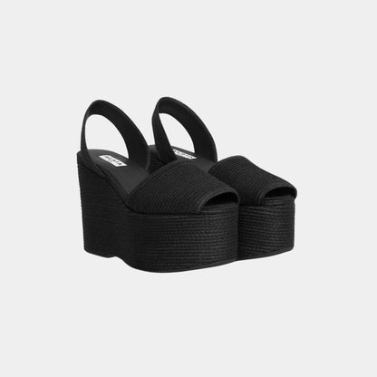 Wedge Sandals in Paper Straw