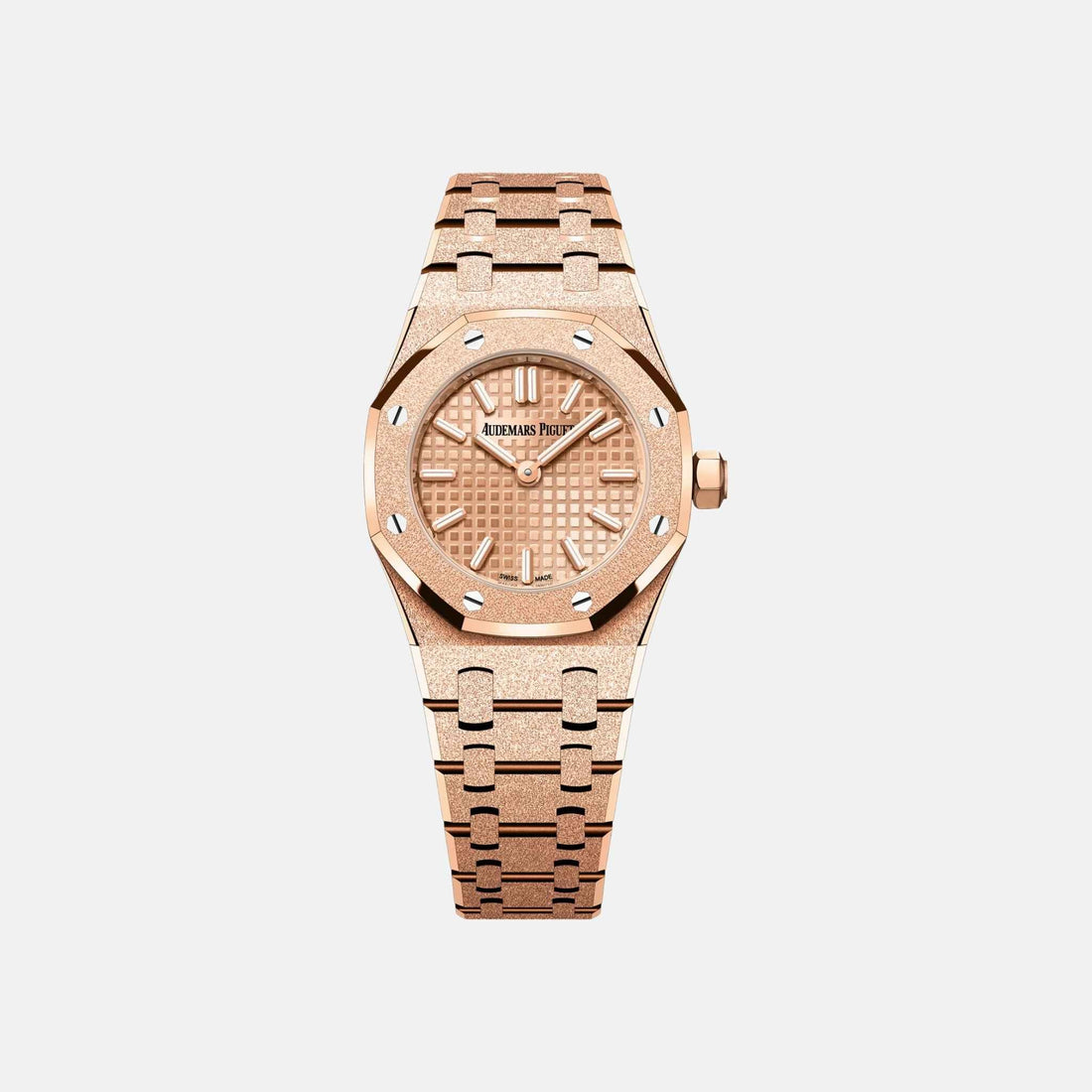 Royal Oak Mini Frosted Gold Quartz in Pink Gold Toned