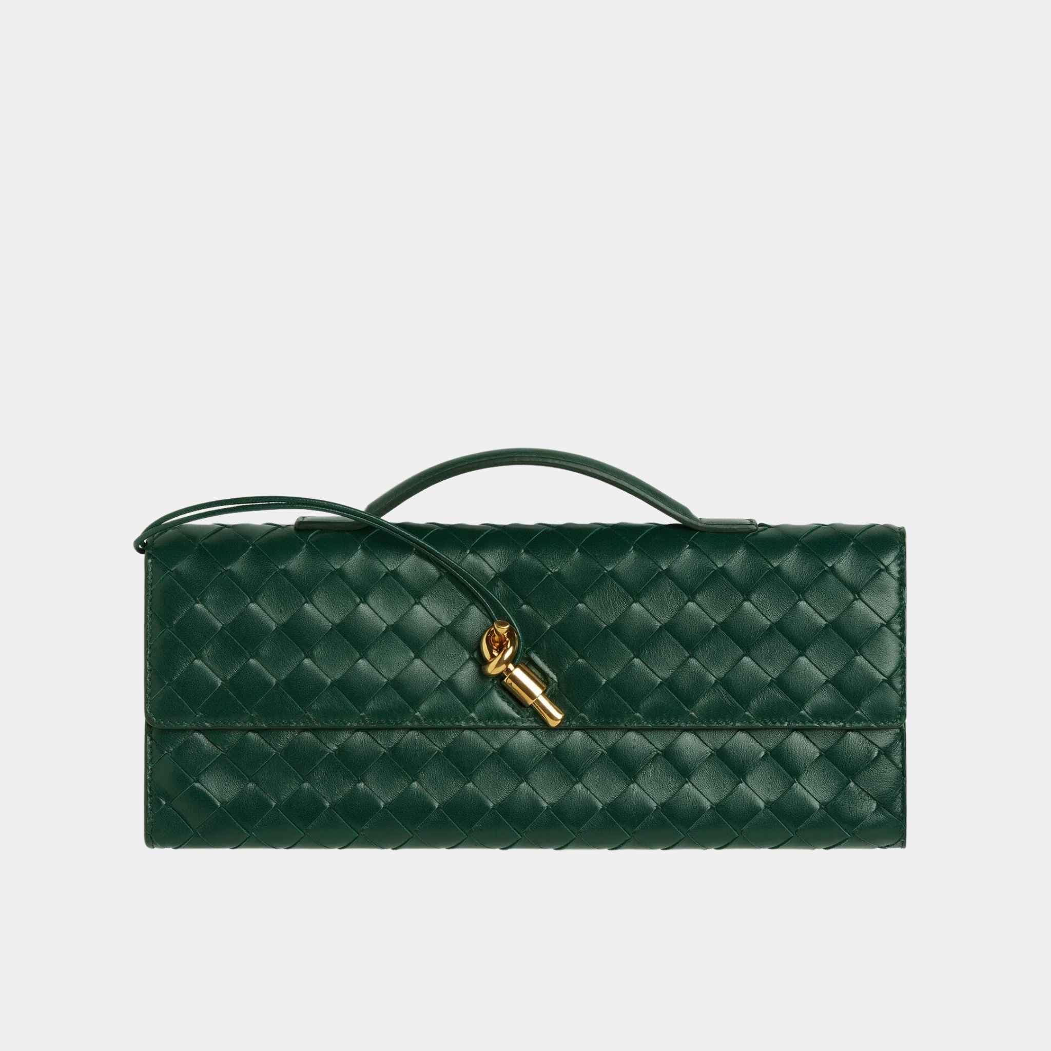 Andiamo Top Handle Clutch Intrecciato Leather