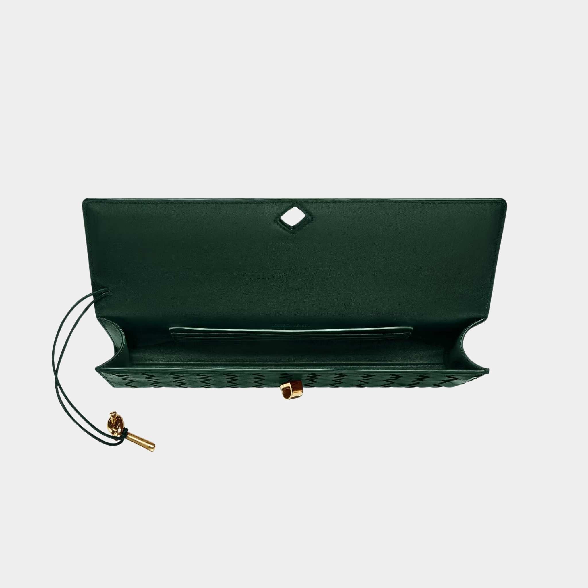 Andiamo Top Handle Clutch Intrecciato Leather