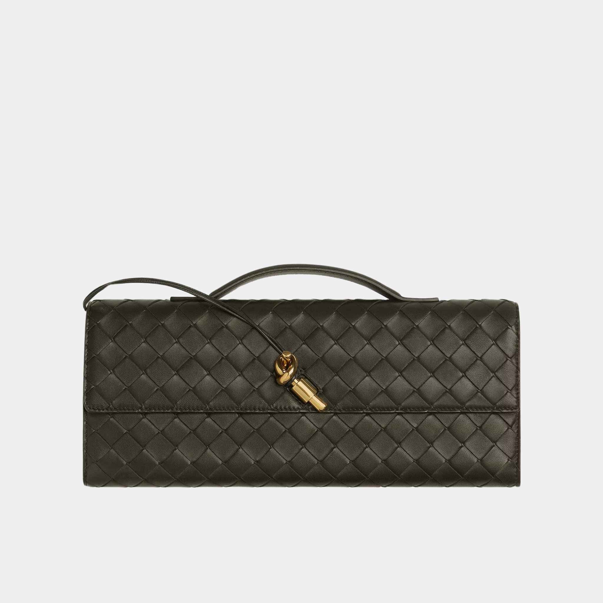 Andiamo Top Handle Clutch Intrecciato Leather