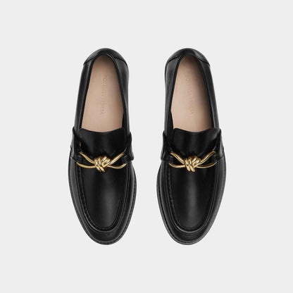 Astaire Loafer Soft Calfskin Metallic Knot Detail