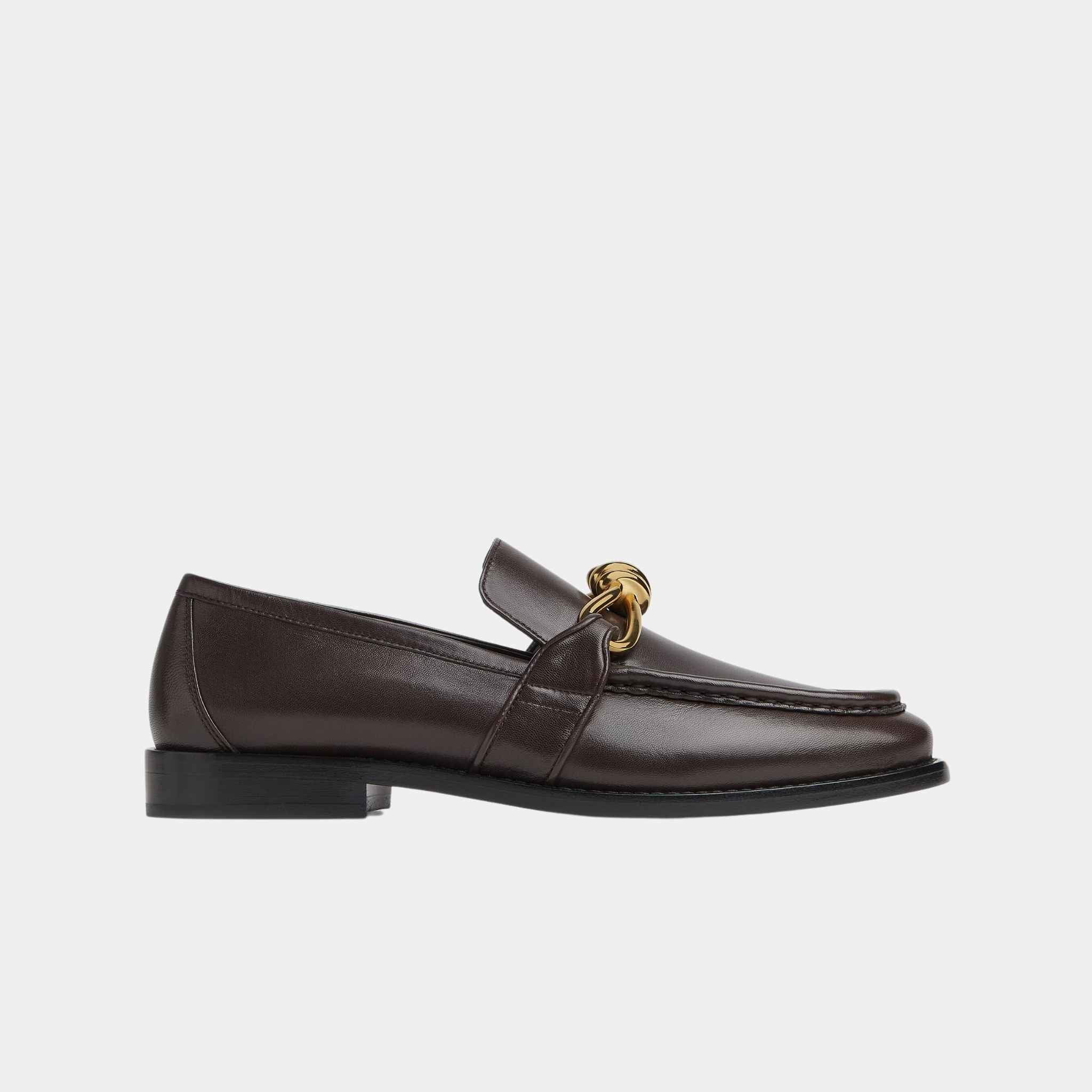 Astaire Loafer Soft Calfskin Metallic Knot Detail
