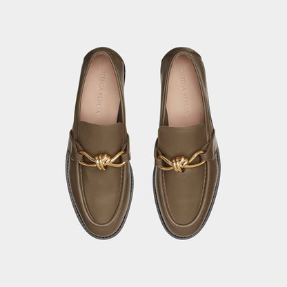 Astaire Loafer Soft Calfskin Metallic Knot Detail