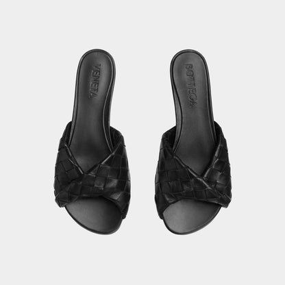 Blink Flat Mule Folded Detail in Intrecciato Leather