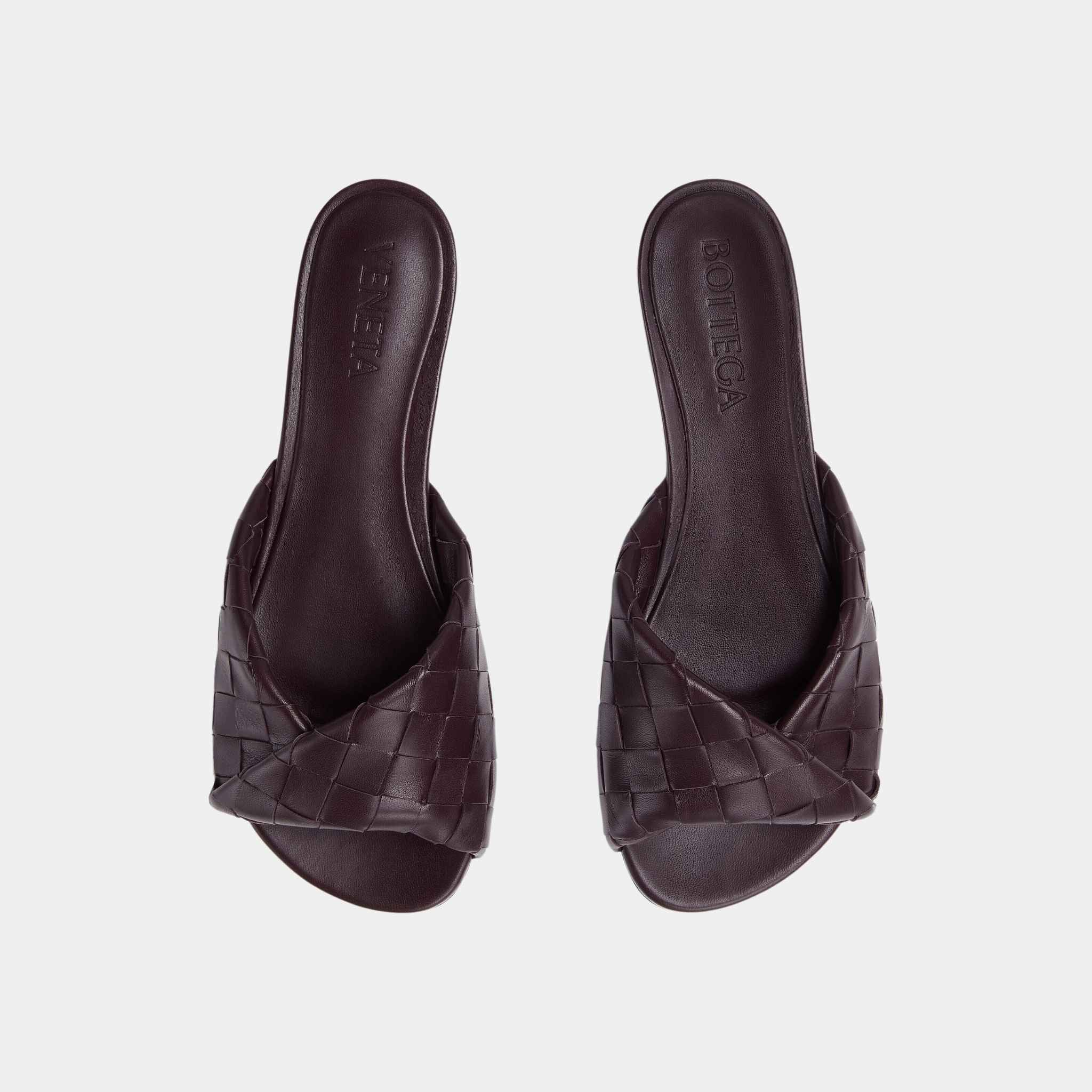 Blink Flat Mule Folded Detail in Intrecciato Leather