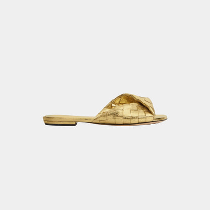 Blink Flat Mule Intrecciato Laminated Leather