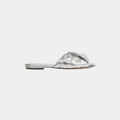 Blink Flat Mule Intrecciato Laminated Leather