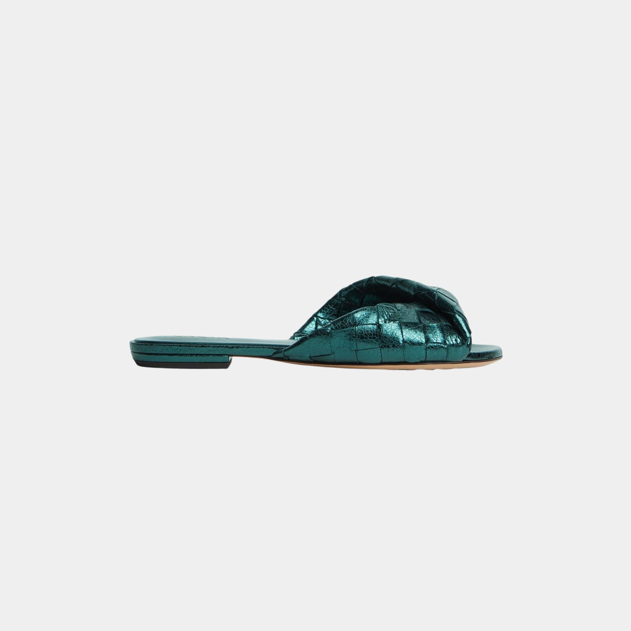 Blink Flat Mule Intrecciato Laminated Leather