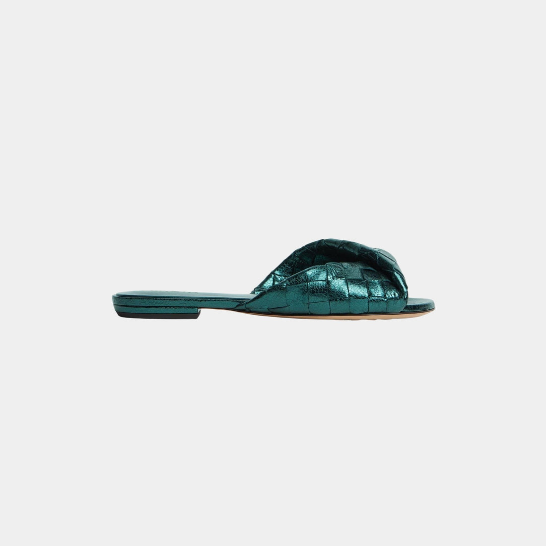 Blink Flat Mule Intrecciato Laminated Leather