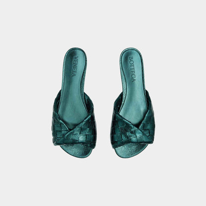 Blink Flat Mule Intrecciato Laminated Leather