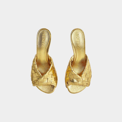 Blink Kitten Heel Mule Intrecciato Laminated Leather