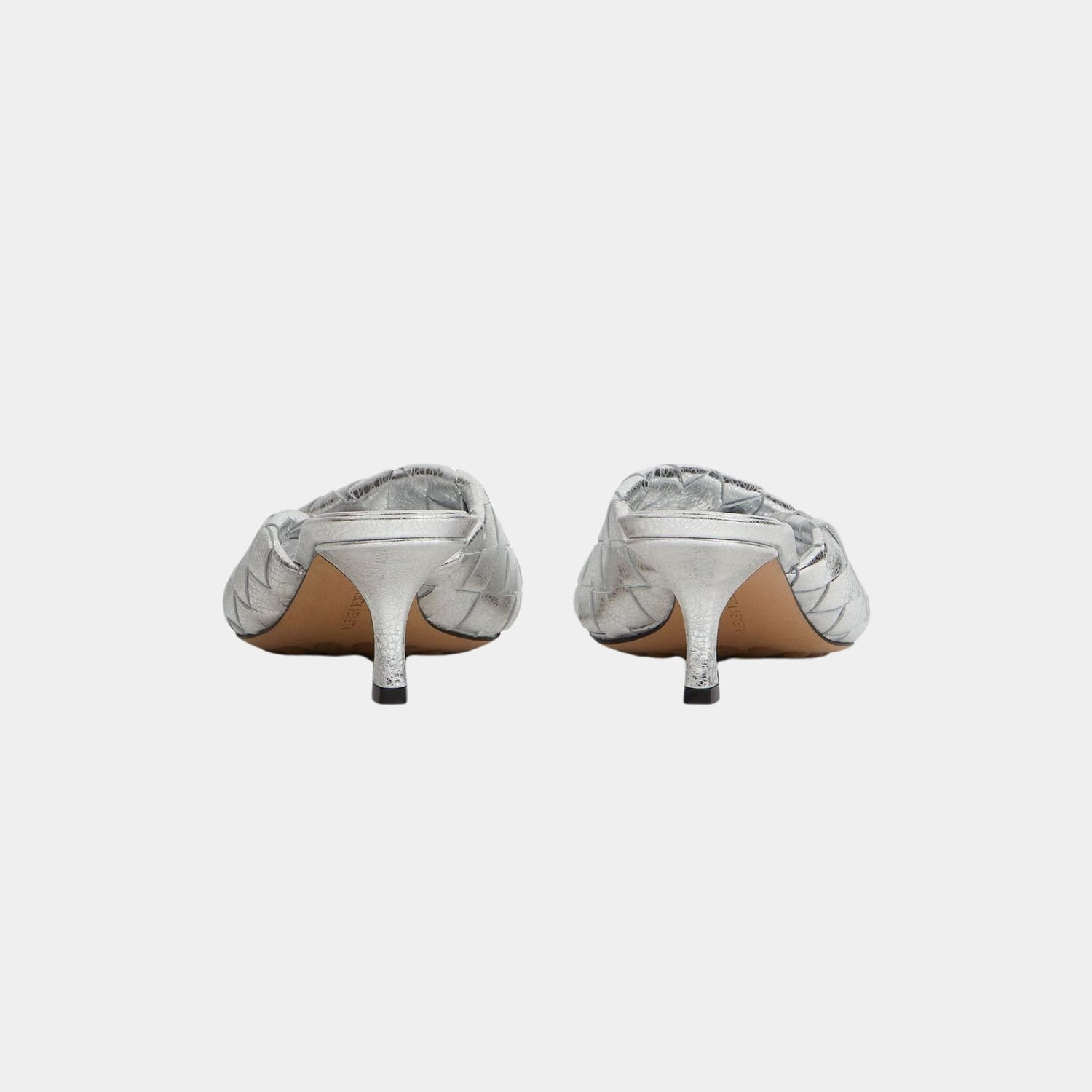 Blink Kitten Heel Mule Intrecciato Laminated Leather