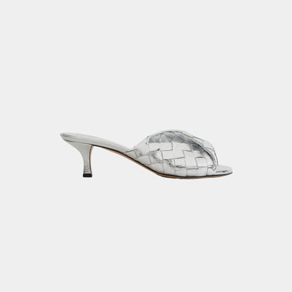 Blink Kitten Heel Mule Intrecciato Laminated Leather