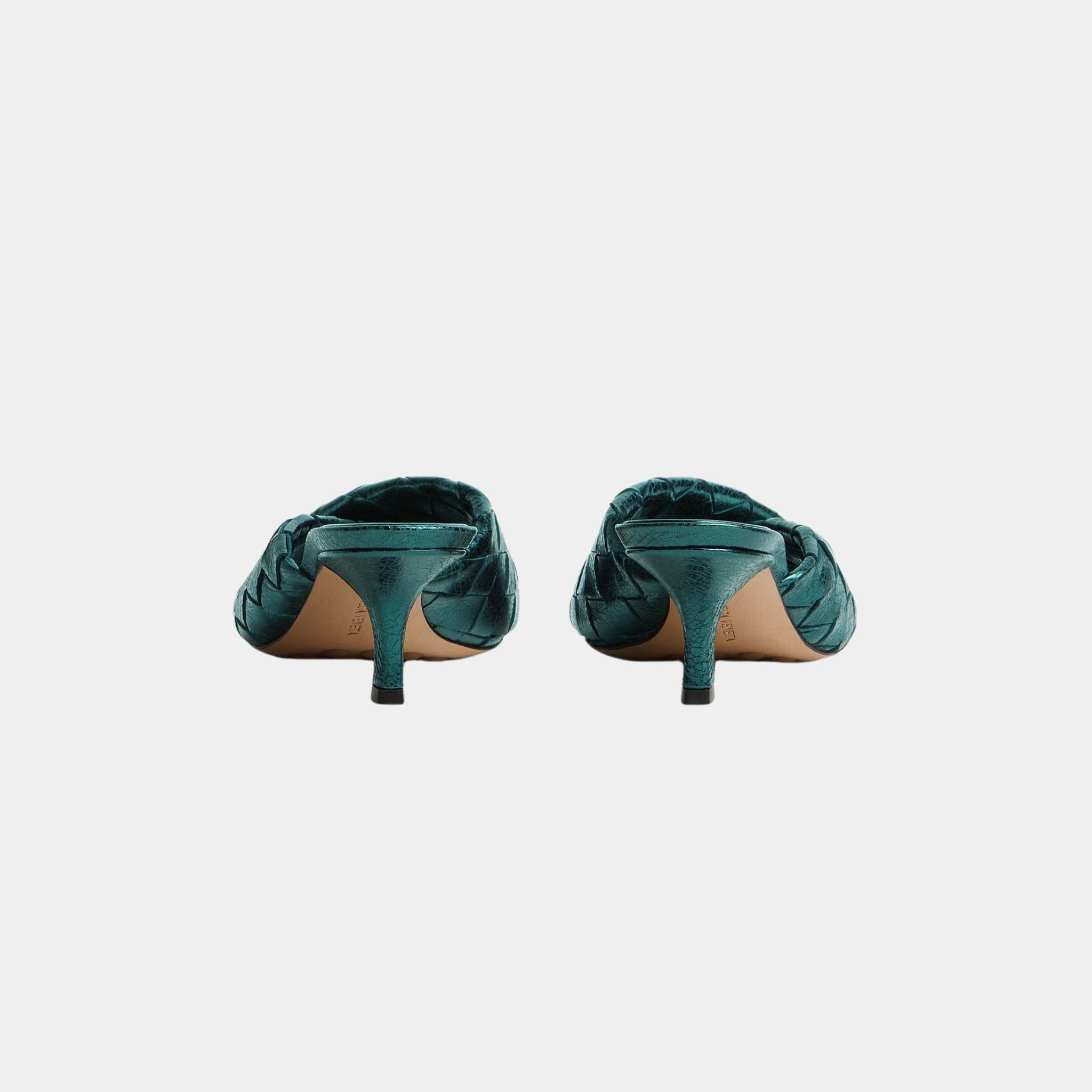 Blink Kitten Heel Mule Intrecciato Laminated Leather