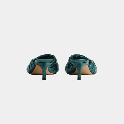 Blink Kitten Heel Mule Intrecciato Laminated Leather