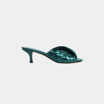 Blink Kitten Heel Mule Intrecciato Laminated Leather