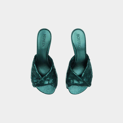 Blink Kitten Heel Mule Intrecciato Laminated Leather