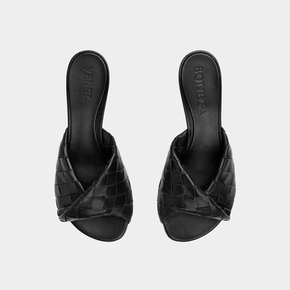 Blink Mule with Folded Detail in Intrecciato Leather