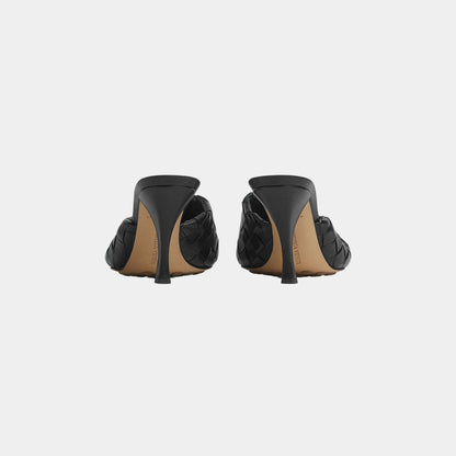 Blink Mule High Heel with Folded Detail in Intrecciato Leather