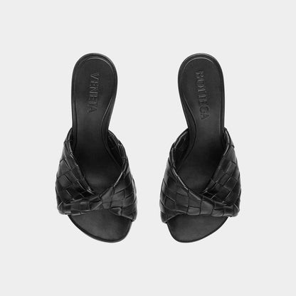 Blink Mule High Heel with Folded Detail in Intrecciato Leather