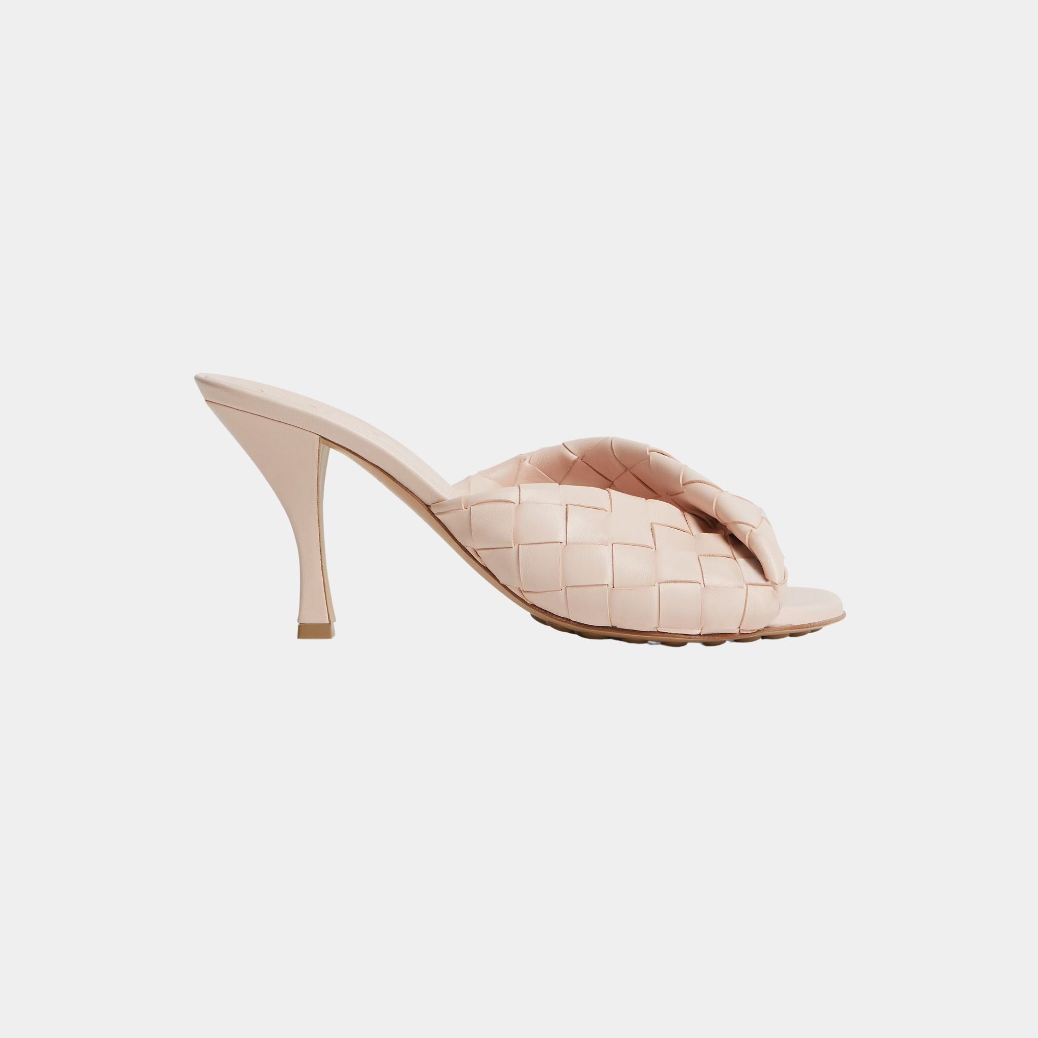 Blink Mule High Heel with Folded Detail in Intrecciato Leather