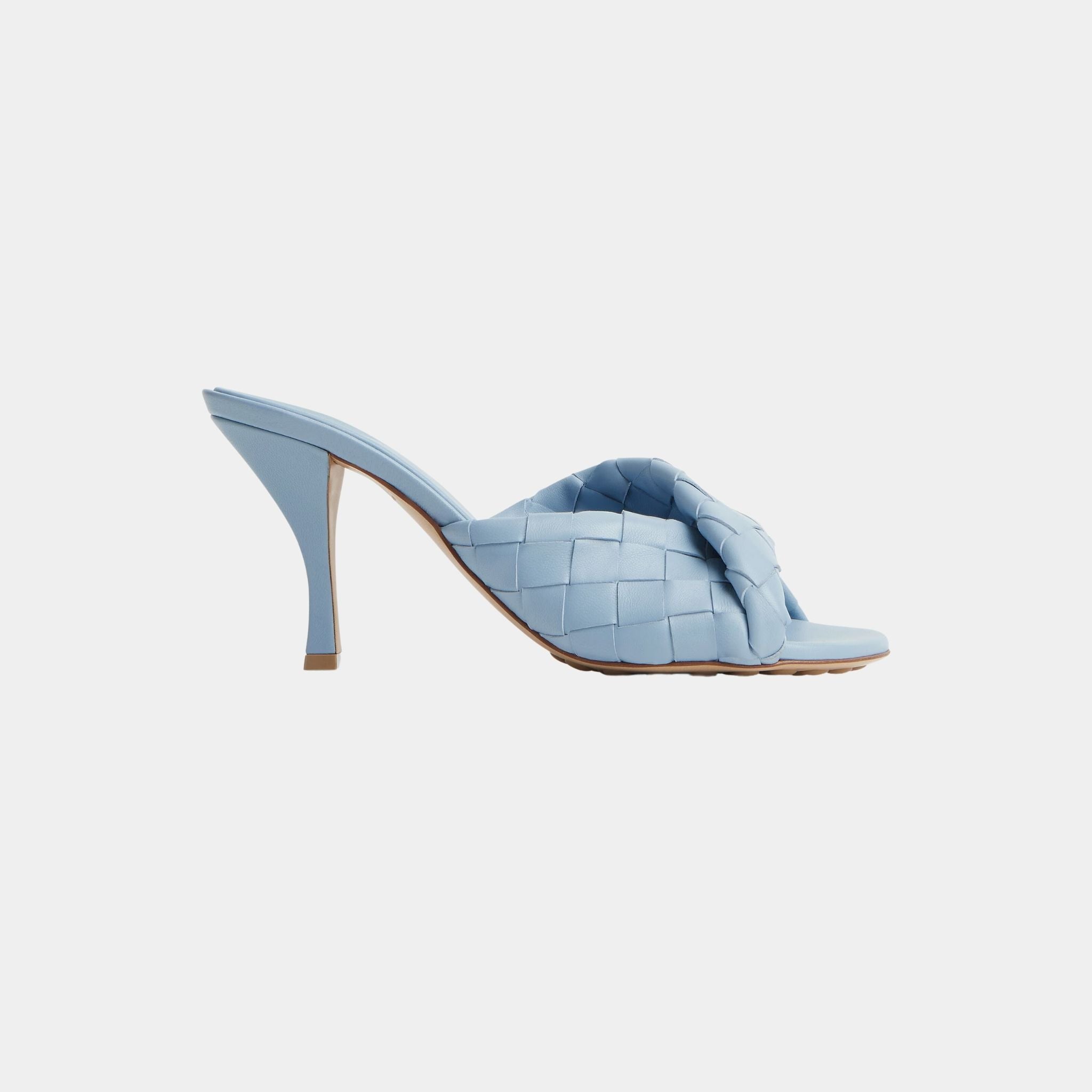 Blink Mule High Heel with Folded Detail in Intrecciato Leather