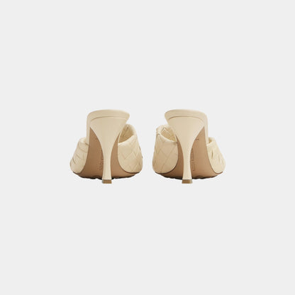 Blink Mule High Heel with Folded Detail in Intrecciato Leather