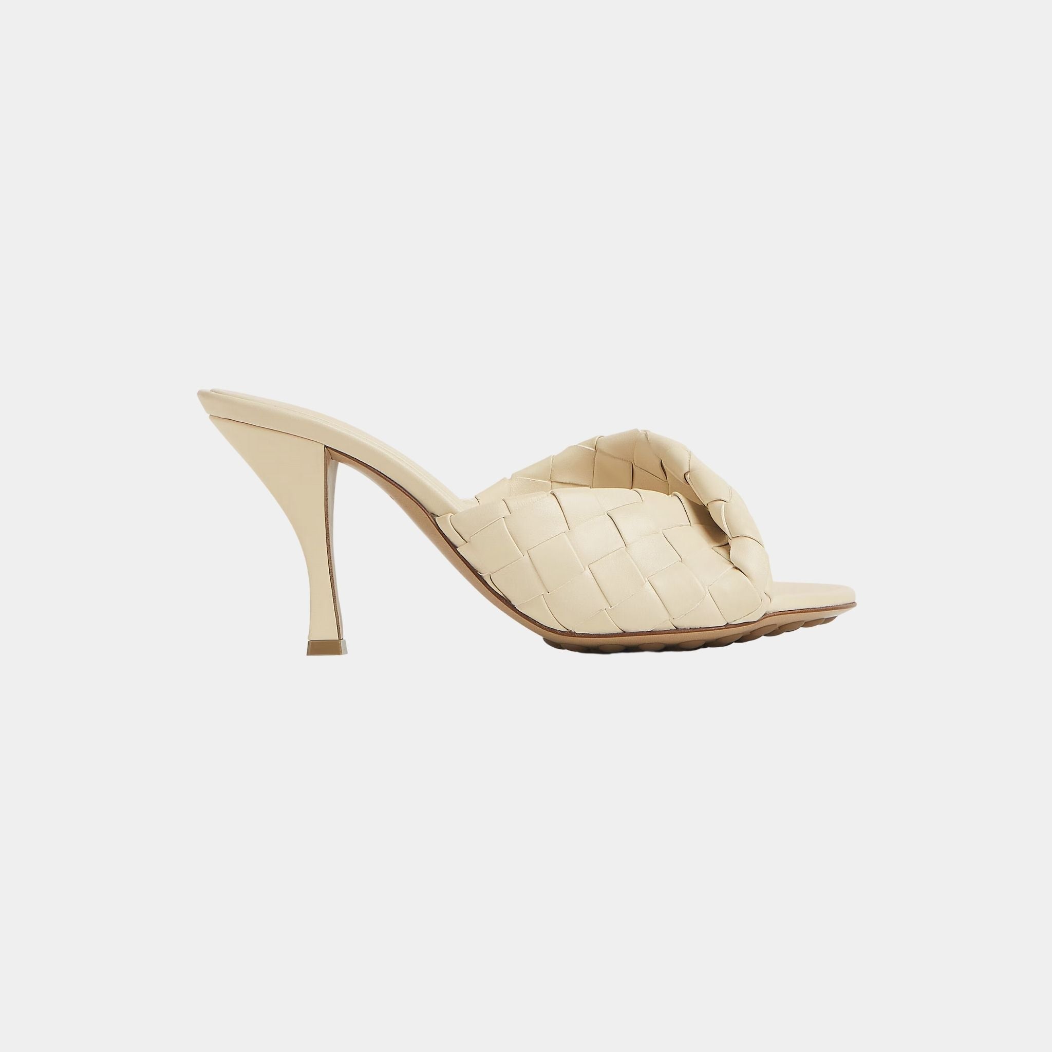 Blink Mule High Heel with Folded Detail in Intrecciato Leather