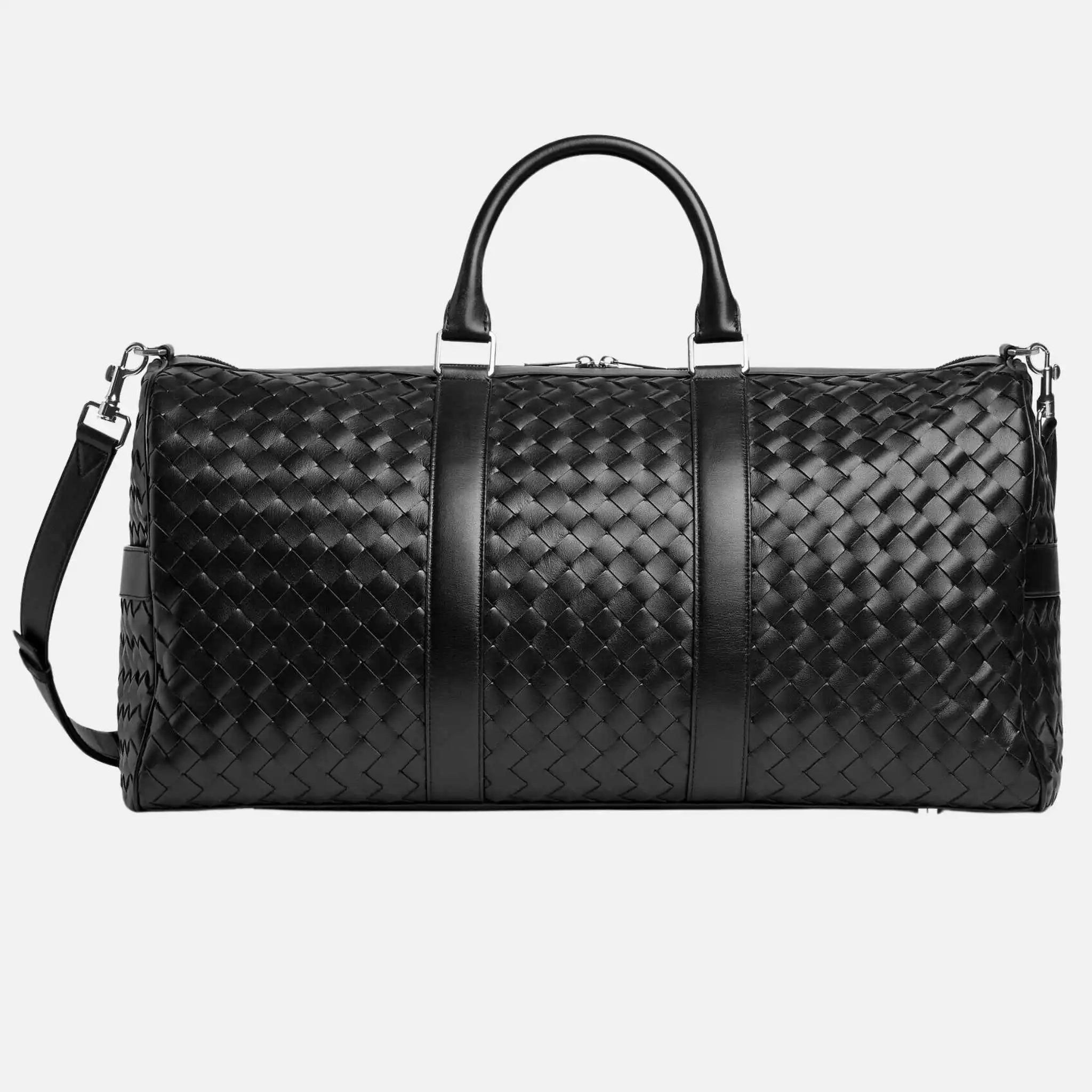 Cabin Duffle Bag In Intrecciato Leather