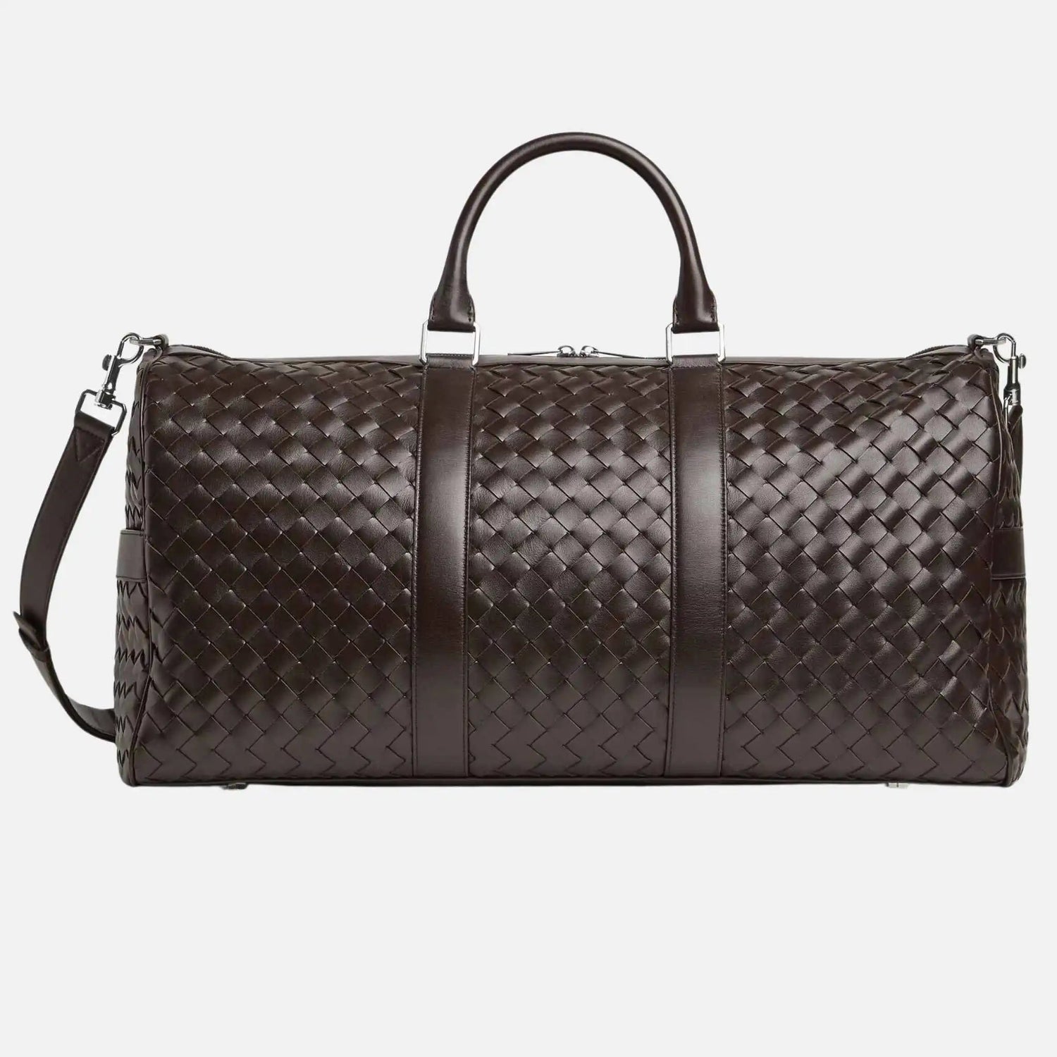 Cabin Duffle Bag In Intrecciato Leather