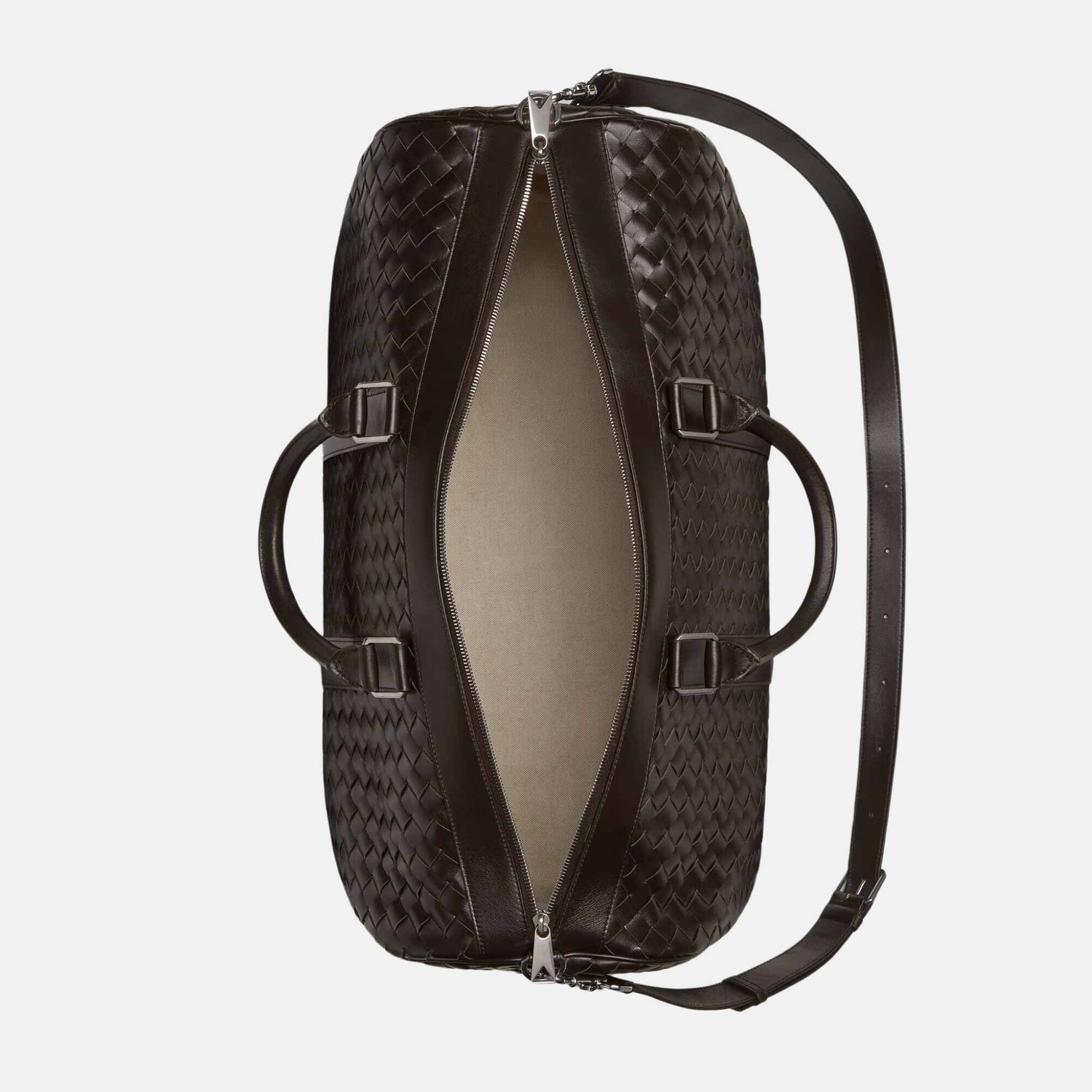 Cabin Duffle Bag In Intrecciato Leather